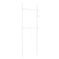 FRG109-II-W Cintre télescopique au sol, support à vêtements robuste avec tringles, armoire ouverte réglable pour la chambre à coucher, portemanteau