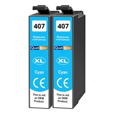 Lot de 2 Cartouches d'encre Générique Cyan 407XL C13T07U240 1900 pages compatible pour Epson WF-4745 WorkForce Pro
