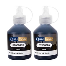 Pack de 2 Recharges d'encre Générique compatible Brother DCP T MFC T Référence BT5000 BT6000 BTD60 Noir 100 ml