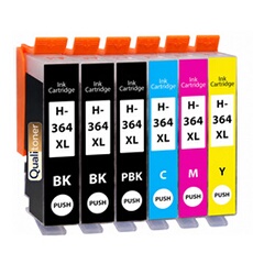 Pack de 6 Cartouches d'encre compatibles HP 364XL 364 XL - Noir, Noir Photo, Cyan, Magenta, Jaune - Haute capacité