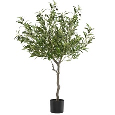 tectake Künstlicher Olivenbaum Oleand - Mediterrane Kunstpflanze mit realistischen Blättern und Oliven - Pflegeleicht und vielseitig einsetzbar - Inklusive stabilem Blumentopf - Höhe: 120 cm