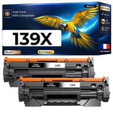 Toner Compatible pour HP W1390X 139X - Lot de 2 - Noir - 2 x 4000 pages - pour LaserJet Pro 3001dn 3001dw