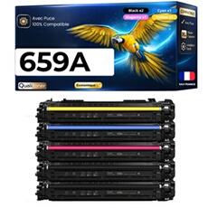 Pack 5 Toners Générique W2010A W2011A W2012A W2013A 659A Multicolore - 2x16000, 3x13000 pages - compatible HP M856dn M856x M776dn M776z E85055dn