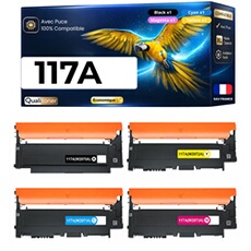 Pack 4 Toners Générique W2070A W2071A W2072A W2073A Multicolore - 1000 pages Noir, 700 pages Couleur - compatible HP Color Laser 150a 150nw MFP 178nw