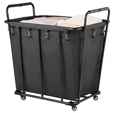 Chariot à linge panier à linge mobile avec doublure 117,9 kg 300 L noir