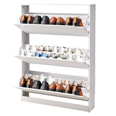 VEVOR Schuhschrank mit 3 Klappen, platzsparender Schuhkipper, freistehender Schuhregal-Organizer für den Eingang Flur Wohnzimmer Veranda, modernes Schuhregal 800 x 220 x 1165 mm Weiß