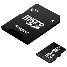 Carte mémoire Micro-SD 128Go classe 10 + Adaptateur SD imro Card Noir