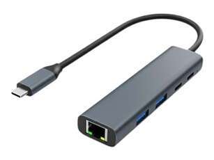 DLH - Concentrateur (hub) - 1 x USB-C 3.2 Gen 1 + 1 x 10/100/1000 + 2 x USB-A 3.2 Gen 1 + 1 x USB-C (passage de puissance) - de bureau