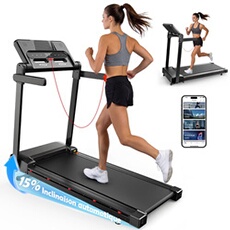 Tapis de Course - FT54 Tapis Marche,15% Inclinaison Auto,Ultra Silencieux 3,0HP,Vitesse 1-14km/h,Compatible APP,LCD Idéal pour Maison