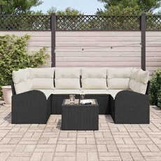 Salon de jardin modulable 3 pièces rotin noir - 1 table 2 canapés 55x55 cm