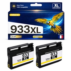 Cartouche d'encre Jaune 933XL 933 XL - Pack de 2 (2 x 1000 pages) compatible pour HP OfficeJet 6100 6600 6700