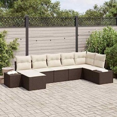 Salon de jardin modulable - Lot de 7 pieces - Marron - Rotin - 184 x 62 x 69 cm