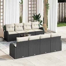 Salon de jardin bas - Lot de 9 pièces - GENERIQUE - Rotin noir - 1 table, 2 canapés - 4 personnes