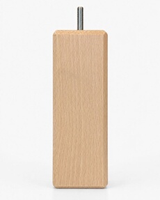 Jeu de 4 pieds CARRE o : 60 mm - hauteur : 170 mm - vis de 8 mm - en Caisse Carton CC avec etiquette - coloris VERNIS NATUREL