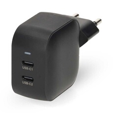Chargeur mural GaN 35W PD3.0 2x USB-C Noir