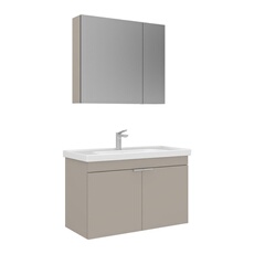 Ensemble Meuble Vasque avec Miroir Desna 90 MDF Mélaminés 90 x 45 x 58 cm Sand