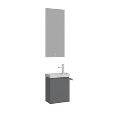 Ensemble Meuble Vasque avec Miroir Ferla 40 - Matte Grey - MDF Laqué Mat - 40x22x50 cm