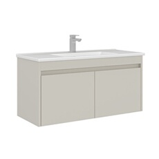 Meuble Vasque Arno 100 - Panneaux MDF PET Brillant - 100 x 45 x 52 cm - Cashmere