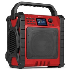 Radio de Chantier Audizio Temi-XL DAB+/FM Bluetooth Batterie IP54 200W Rouge