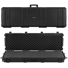 VEVOR Waffenkoffer mit Hartschale für Langwaffen, abschließbarer Gewehrkoffer mit vorgeschnittenen Schaumstoffen, Langwaffenkoffer Waffenaufbewahrung rollbar IP67 wasserfest, 139,1 x 43,5 x 18,8 cm Schwarz