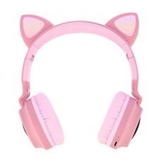 Casque Audio Bluetooth Design Oreilles Chat Animation lumineuse 12h Rose
