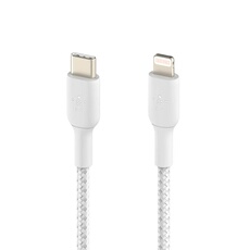 Câble USB-C vers Lightning 18W Power Delivery Nylon Tressé 1m Blanc