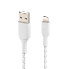 Câble USB vers Lightning MFi 18W Nylon Tressé 2m Charge et Synchro Blanc