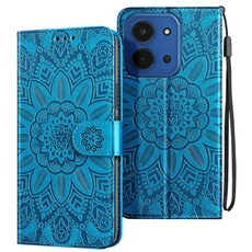Etui Portefeuille pour Redmi 15C Motif Mandala avec Porte-cartes Bleu