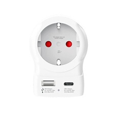 Adaptateur de voyage Europe vers USA avec USB-A et USB-C 20 W Blanc