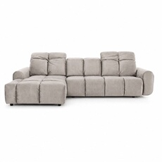 Canape angle fixe 3 places en velours gris 195 x 294 x 80 cm