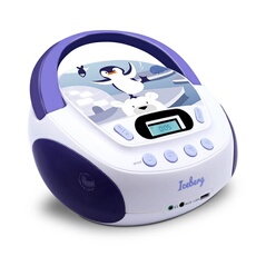 Lecteur CD enfant portable Iceberg MP3 USB - Stéréo 6W - Prise casque - Alimentation secteur ou piles - Design banquise