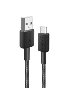 tressé USB-A vers USB-C 1,8 m Noir pour Smartphones Ordinateurs portables et Appareils photo