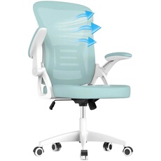 Fauteuil de bureau - Chaise à Roulettes, Ergonomique Siège, Hauteur Réglable 10 cm, à Roulettes 360°,Vert