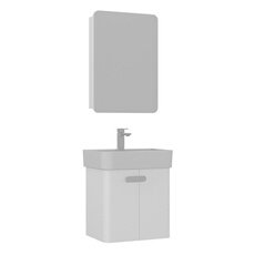 Ensemble Meuble Vasque avec Miroir Orbit 55 (2 Pièces) - Panneaux de particules mélaminés - 55 x 38 x 62 cm - White