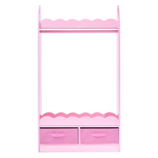 VEVOR Kinderkleiderschrank 604x339x1080mm, Kindergarderobe mit Spiegel Kleiderstange Ablagen, Verkleidungsschrank aus MDF mit Stoffschubladen für Mädchen, Kinderschrank für Kostüme Schlafzimmer, Rosa