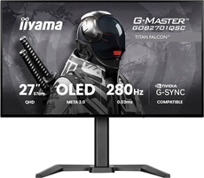 27'' G-Master TITAN FALCON tandem OLED 2560x1440a280Hz HDR True Black 400 0.3ms 550cd/m² 1500:1 DCI-P3 Haut-parleurs hdmi 2.1 VRR DP USB HUB reglable en hauteur Black Tuner NVIDIA G-SYNC adaptive Sync Premium KVM 65W