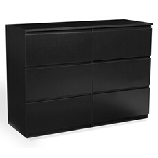 Commode 6 tiroirs TOMI 110 cm bois noir