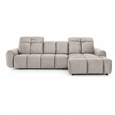 Canapé angle droit Anacapri en velours gris clair - 3 places
