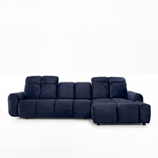 Canapé angle droit Anacapri en velours bleu - 3 places