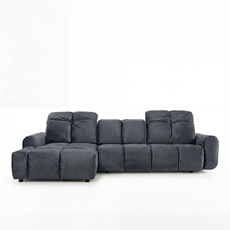 Canapé angle gauche Anacapri en velours gris foncé - 3 places