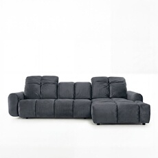 Canapé angle droit Anacapri en velours gris foncé - 3 places