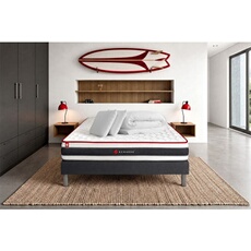Pack Matelas Energy - Ressorts ensachés et mémoire de forme - Ep : 22cm - Sommier kit Noir avec couette et 2 oreillers