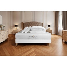 Pack Matelas Balmoral - Mémoire de forme - Ep : 24cm - Sommier kit Blanc avec couette et 2 oreillers