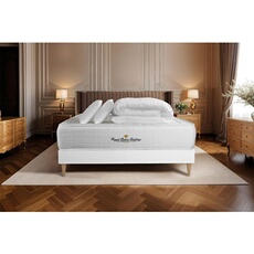 Matelas 140 x 190 cm Windsor - Ressorts ensachés - Ep : 26 cm - sommier Blanc avec 2 oreillers et couette