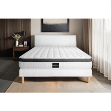 Ensemble matelas 140 x 190 cm Supérieur - Mousse à mémoire de forme - Ep : 21 cm - Ferme - sommier Blanc