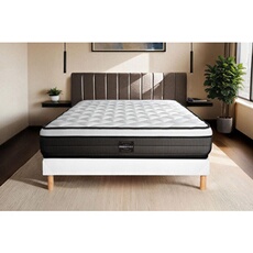 Ensemble matelas 160 x 200 cm Suite - Ressorts ensachés - Ep : 26 cm - Equilibré - sommier Blanc