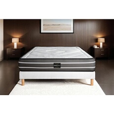 Ensemble matelas 140 x 190 cm Exclusive - Ressorts ensachés - Ep : 22 cm - Ferme - sommier Blanc