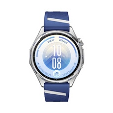 Watch GT 7 46 mm Bluetooth acier inoxydable Argent avec bracelet en fluoroélastomère Bleu et Blanc