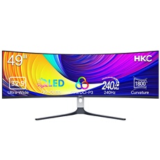Ecran 49'' HKC GS49UK gaming 5120x1440 OLED 32:9 240Hz 0.03ms 250cd/m² 2xHDMI DP Type-C 90W USB 3.0 A/O Inclinable et Reglable en hauteur 110mm Pivot Pied HAS Blanc