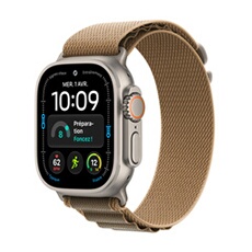 Watch Ultra 4 GPS + Cellular 49 mm Boîtier en titane Naturel avec Boucle Alpine Désert - M